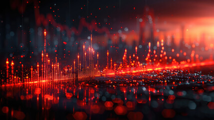 stock market chart, candlestick pattern with trendline for financial trading