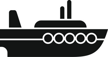 Minimalist icon of a big ship floating on water