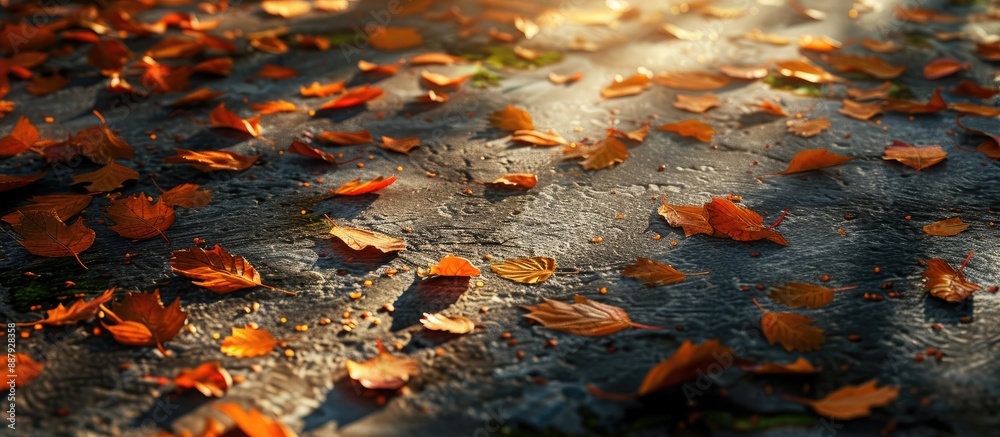 Canvas Prints autumn leaves scattered on the floor creating a picturesque copy space image