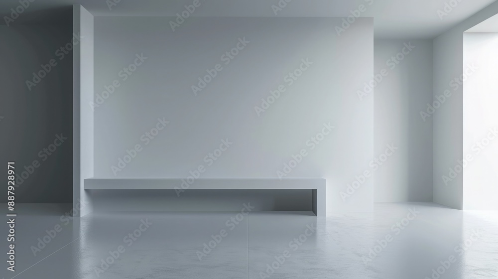 Poster a sleek, modern blank booth system with clean lines and a minimalist design, set against a neutral b