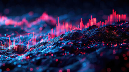 stock market chart, candlestick pattern with trendline for financial trading