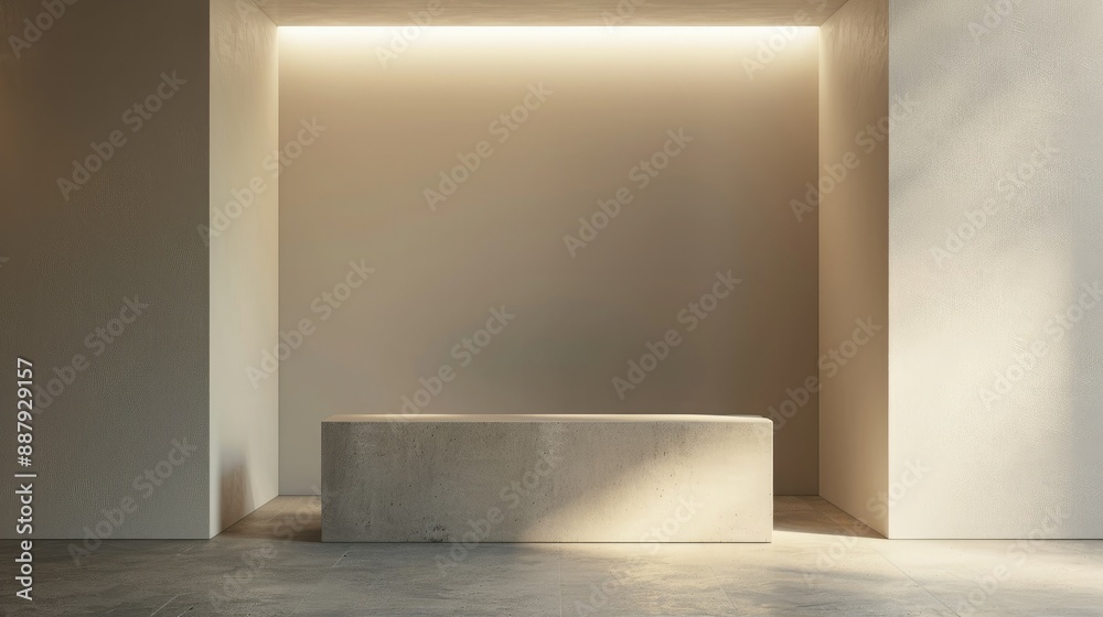 Poster a sleek, modern blank booth system with clean lines and a minimalist design, set against a neutral b