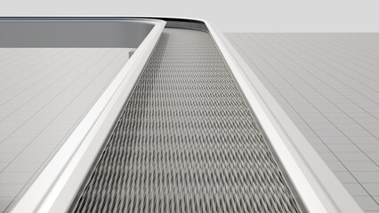 A 3D rendering of a conveyor belt, highlighting its role in automating and streamlining product assembly or manufacturing.