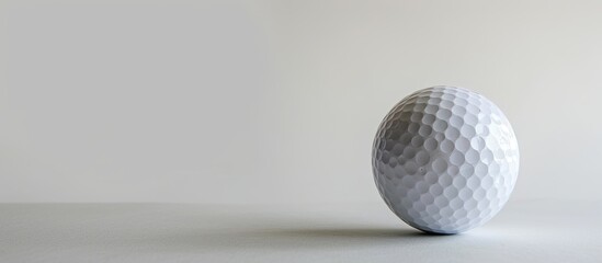 Golf ball with ample copy space image on a crisp white backdrop
