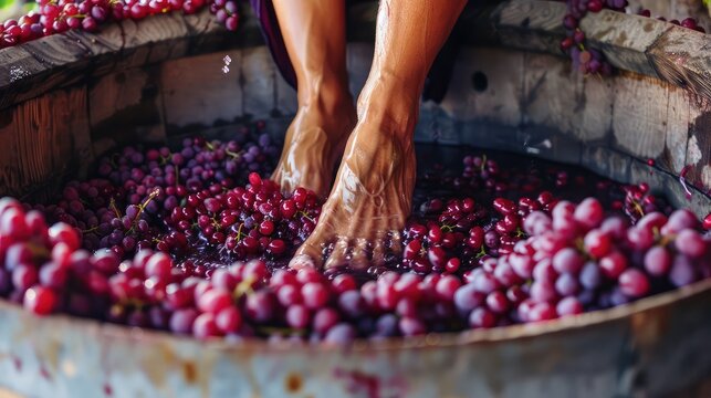 People make wine from grapes. Selective focus.