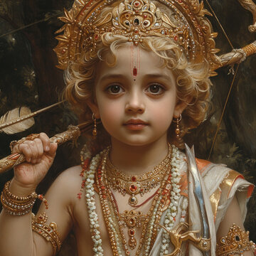 little boy in lord rama costume