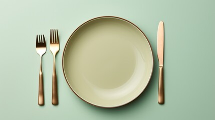 a plate with a fork and knife