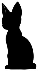 A silhouette of a cat with its ears perked up, sitting attentively