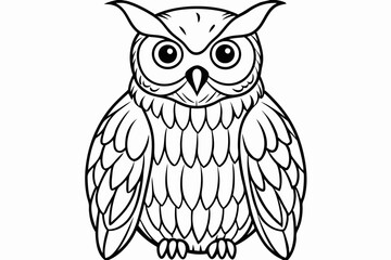 Owl vector line art illustration