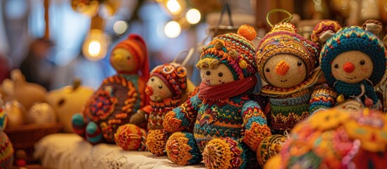 Discover exquisite handcrafted holiday toys at the artisan fair all elegantly displayed with a charming copy space image