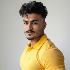 Obraz premium young handsome man in yellow t shirt