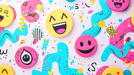 Colorful and Joyful Cartoon Faces Pattern