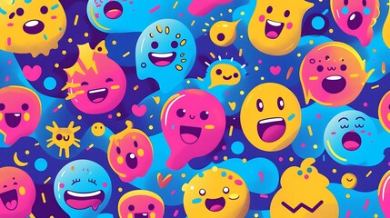 Colorful and Joyful Cartoon Faces Pattern