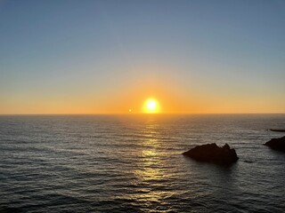 Obraz premium Scenic view of sea during sunset, Portugal, Algarve. 