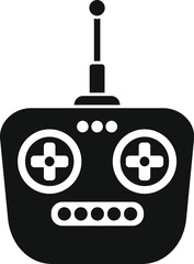 Remote control icon featuring a black silhouette with buttons and an antenna, ideal for representing wireless control