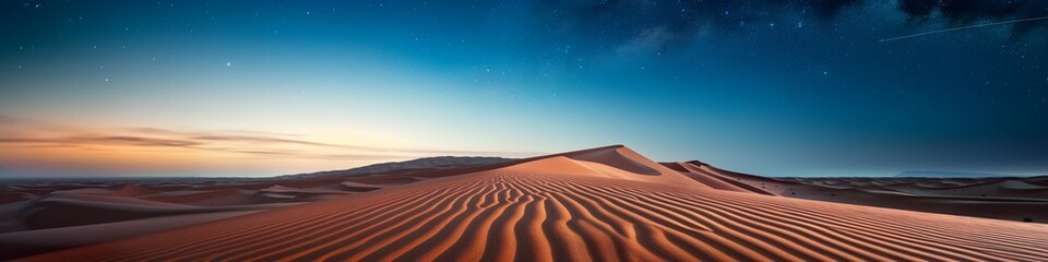 Landscape overlooking the sandy desert. Natural background with copy space. Minimalistic landscape with sand dune
