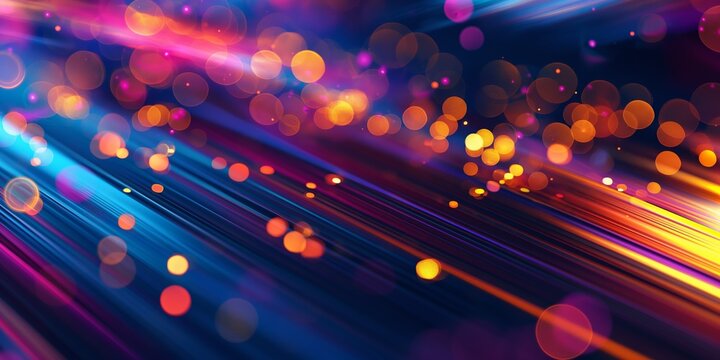 Vibrant abstract background with multicolored bokeh lights. Perfect for adding a dynamic and energetic vibe to creative projects. Ideal for marketing, design, and editorial purposes.