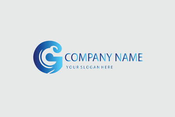 Fototapeta premium Initial Letter G Logo. White and Blue Circle Shape Origami Style isolated on Blue Background. Usable for Business and Branding Logos. Flat Vector Logo Design Template Element.