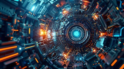 Fototapeta premium Futuristic Circuit Board with Glowing Lights