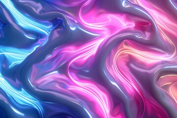 Obraz premium Abstract neon fluid waves, capturing a vibrant and dynamic visual effect with bright and smooth gradients.