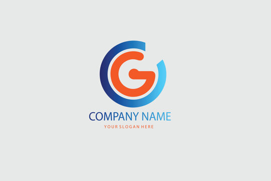 Initial Letter G Logo. White and Blue Circle Shape Origami Style isolated on Blue Background. Usable for Business and Branding Logos. Flat Vector Logo Design Template Element.