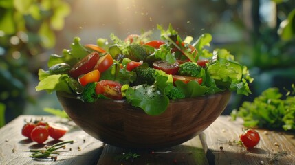 high-resolution, ultra-realistic, 4K, cinematic image of a salad