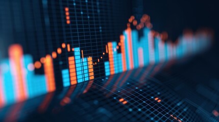 Futuristic digital background with primary colored SEO graphs, representing effective campaigns, flat design illustration, high-resolution photo, realistic photo, cinematography