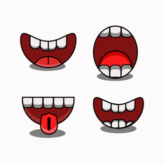 simple cartoon mouth bundle colored vector isolated illustration
