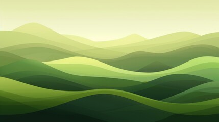 Obraz premium Abstract Green Landscape Wallpaper with Hills and Mountains, Beautiful Nature Scenery, Ideal for Spring-Themed Articles, Publications, Marketing Campaigns, and Advertising Backgrounds, AI-Generated, 4