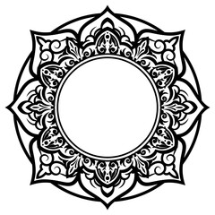 Decorative frame Elegant vector element for design in Eastern style, place for text. Floral black border. Lace illustration for invitations and greeting cards, laser cutting and engraving.