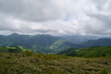Fototapeta premium Cloudy sky and view from Tengu Highlands