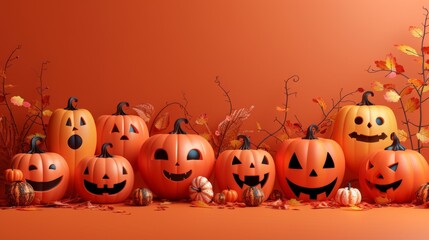 Halloween pumpkin head jack lantern.