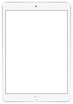Apple iPad air silver coloured realistic mockup. Latest tab by Apple Computers, in silver color on isolated background. PNG transparent image