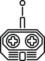 Line art icon of a remote control with an antenna, perfect for projects related to technology, gaming, and more