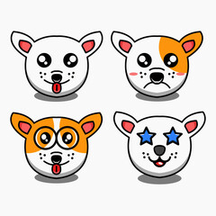 simple cartoon bulldog head bundle colored vector isolated illustration