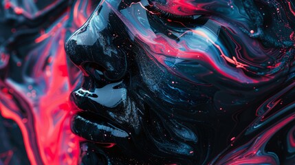 Abstract background of acrylic paints in the form of a woman's face