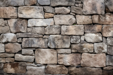 Fototapeta premium Processed collage of old medieval stone wall texture in daylight. Background for banner