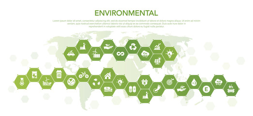 Environment icons. Sustainability development concept and ecology friendly, Ecology, Industries business. Green vector illustration