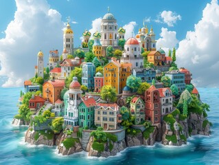 Obraz premium Clay art of the town in the city.