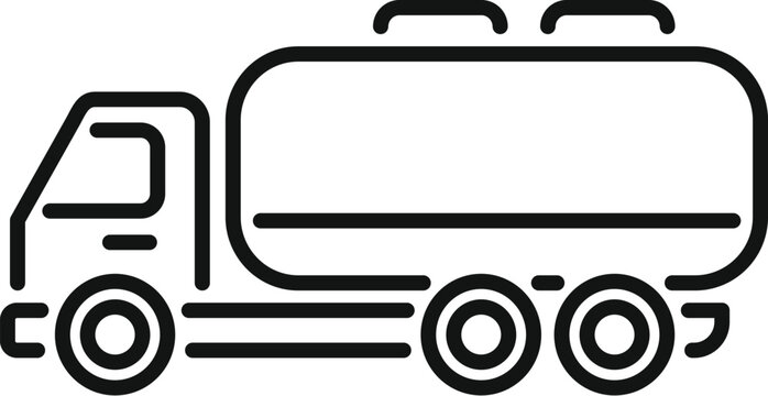 recommend clip art: Simple line drawing of a tank truck transporting liquids or gases on the road