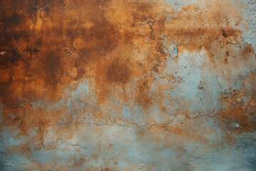 Processed collage of old rusty metal sheet texture in daylight. Background for banner
