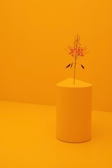 Minimalist Yellow Room with Flower Decoration