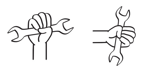 Tappet wrench. Under construction. Car repair logo. Worker tools. Work in progress. Repair and renovation concept. Workshop, assembly tool. For service toolbox or toolkit. Hand, working tool.