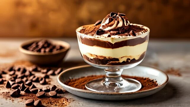  Indulgence in a glass  Chocolate parfait with whipped cream and chocolate shavings