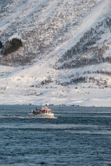 Boat on Snowy River in Norway