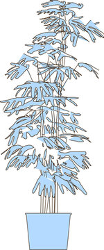 Vector silhouette illustration sketch, detailed design of ornamental flower plants in pots for indoor and garden interior decoration 2q.eps