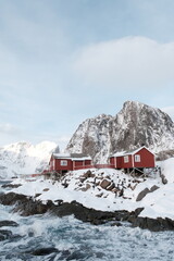 Red Cabins by Rocky Winter Coast
