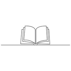 
Book  continuous one line drawing outline vector illustration
