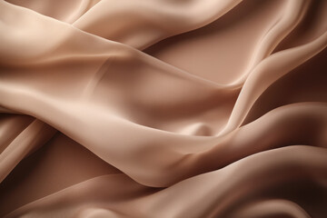 Obraz premium Processed collage of smooth wavy beige light brown satin silk cloth fabric texture. Background