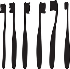 toothbrush, black and white  silhouette